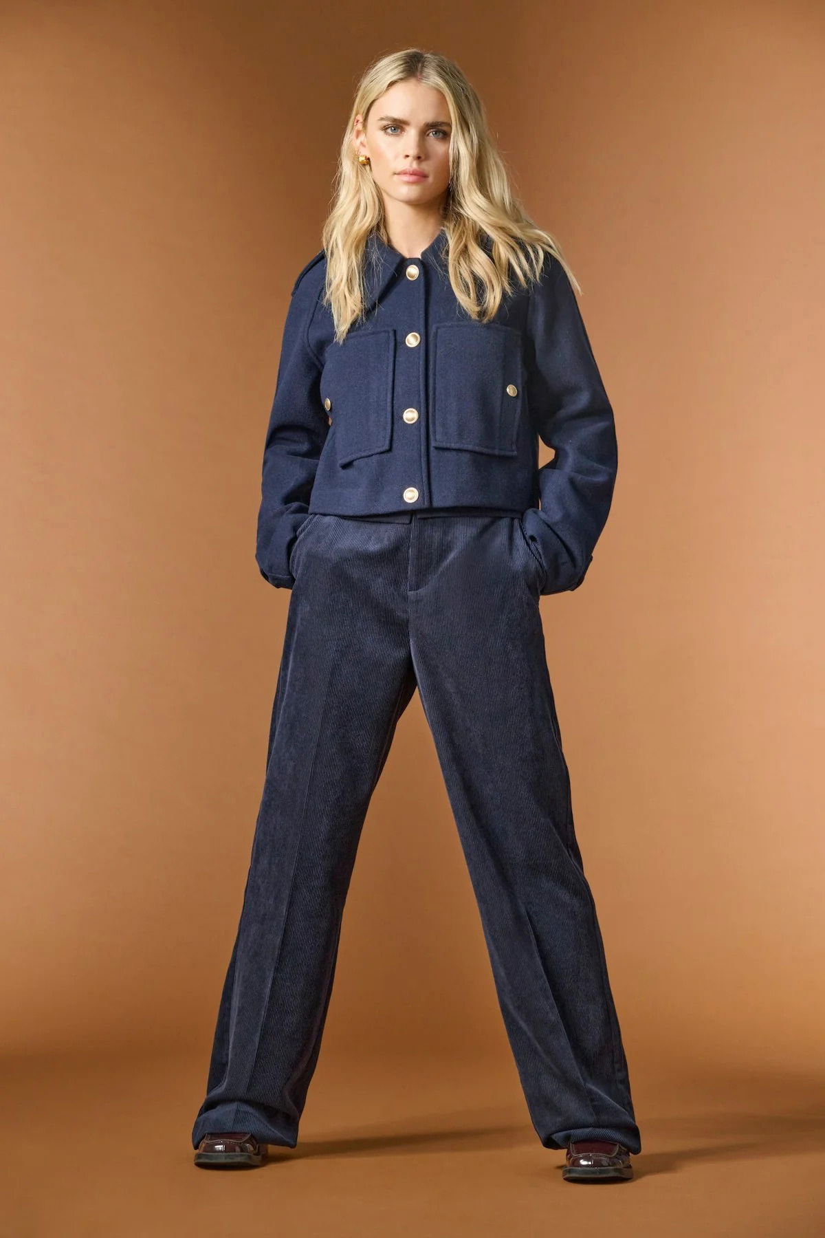 Only Kadın Onlkatey Geniş Paça Kadife Pantolon 15351303 Lacivert - 1