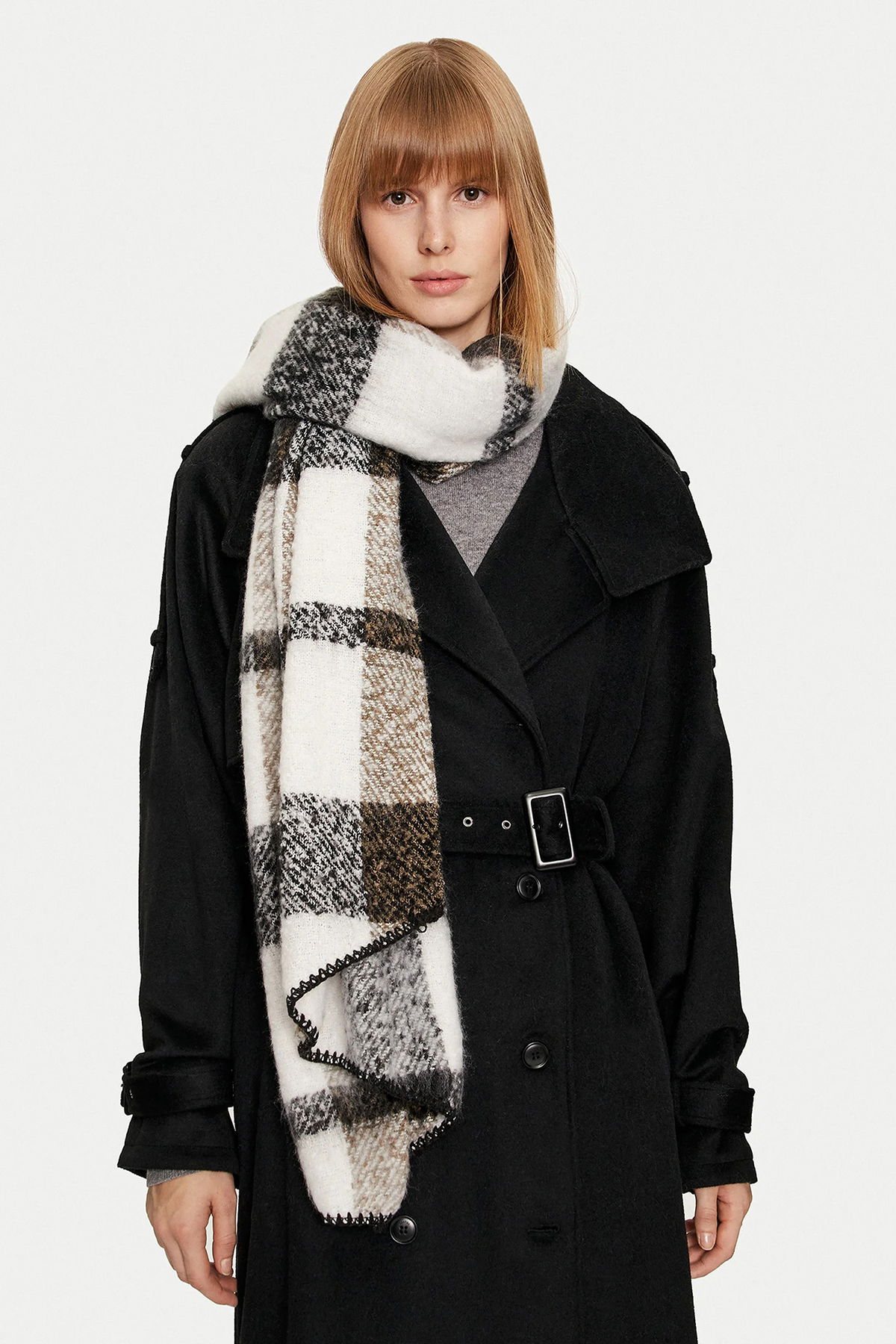 Only Kadın Onllıma Desenli Yumuşak Dokulu Atkı 15297979 Siyah - 1