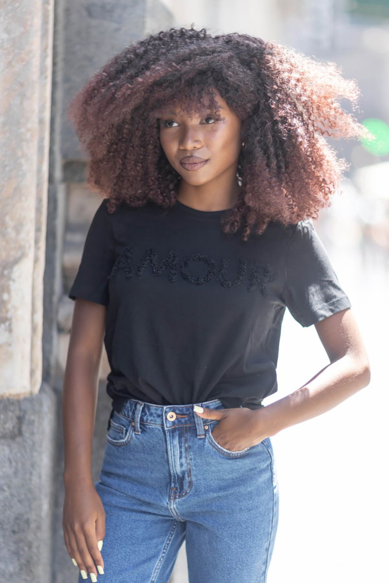 Only Kadın Onllucıa Yazı Detaylı Kısa Kollu %100 Pamuk T-Shirt 15324070 Siyah - Only