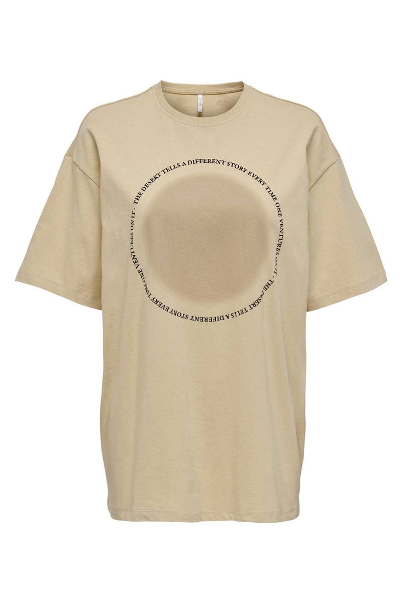 Only Kadın Onlluna Rahat Kesim Bisiklet Yaka T-Shirt 15286655 Camel - Only