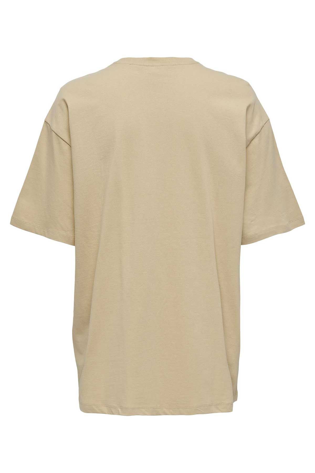 Only Kadın Onlluna Rahat Kesim Bisiklet Yaka T-Shirt 15286655 Camel - 2