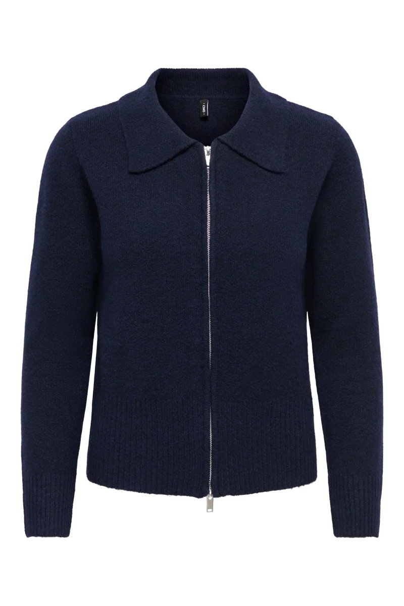 Only Kadın Onlmacey Polo Yaka Fermuarlı Yün Hırka 15382508 Lacivert - Only
