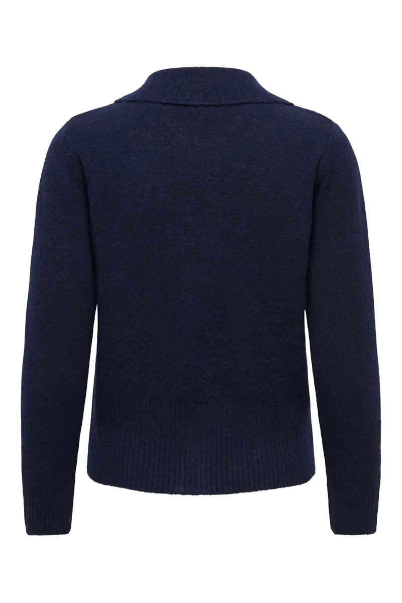 Only Kadın Onlmacey Polo Yaka Fermuarlı Yün Hırka 15382508 Lacivert - 3