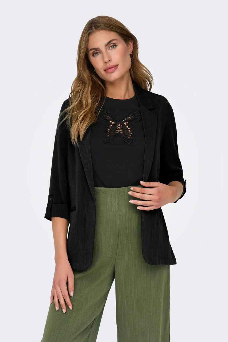 Only Kadın Onlmarsa Ön Cep Detaylı Uzun Rahat Kalıp Ceket 15308084 Siyah - Only