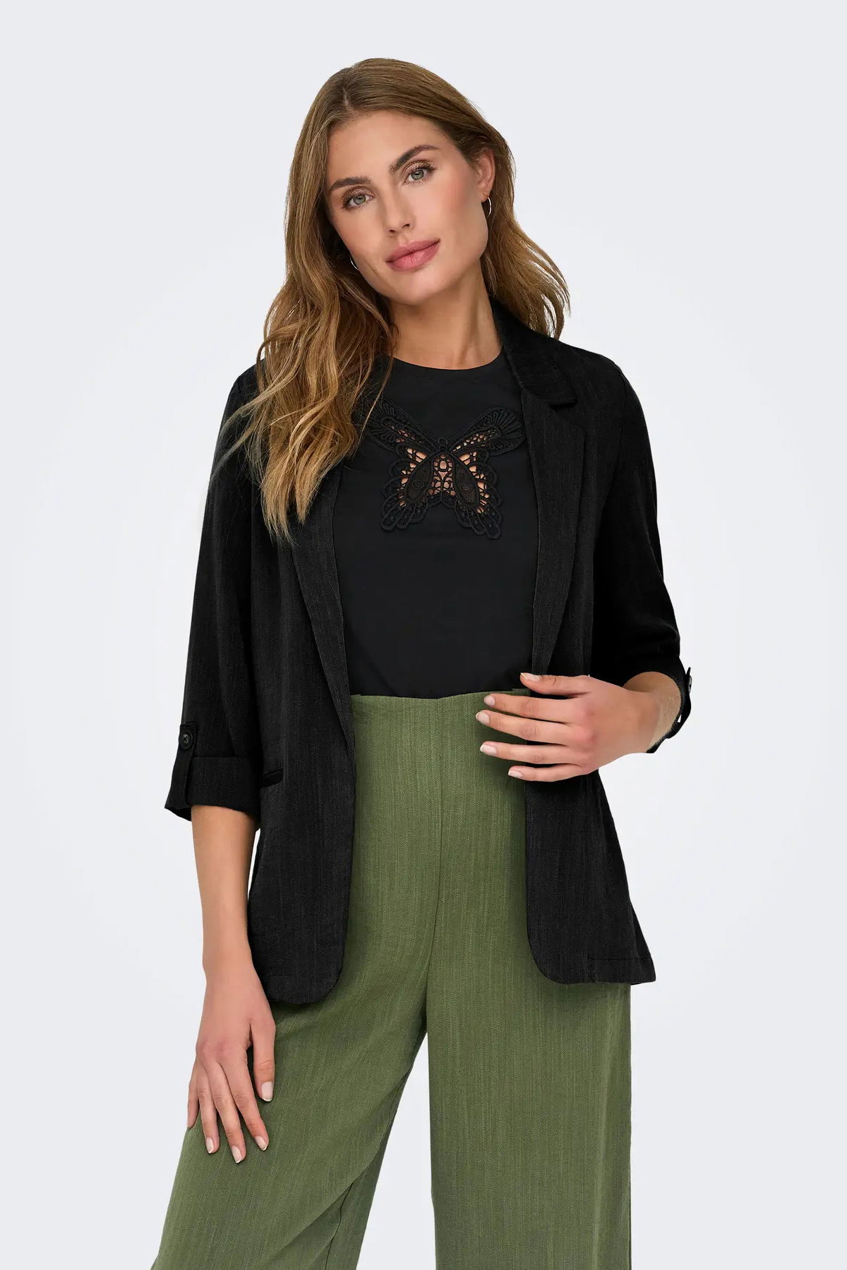 Only Kadın Onlmarsa Ön Cep Detaylı Uzun Rahat Kalıp Ceket 15308084 Siyah - 1