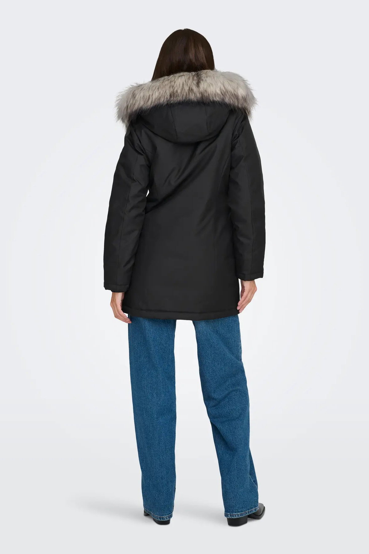 Only Kadın Onlnewkaty Kürk Yaka Kapüşonlu Mont 15300633 Black - 5