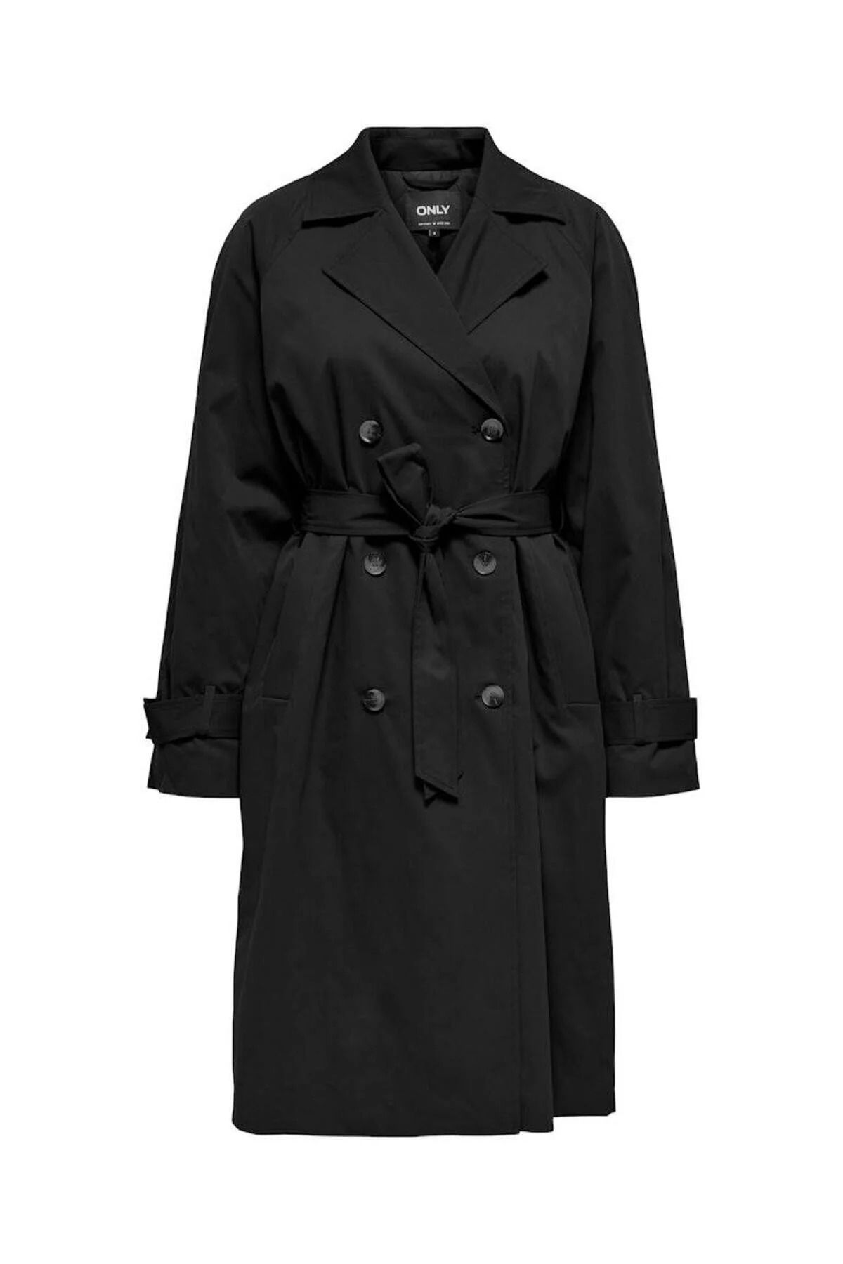 Only Kadın Onlorchıd Belden Bağlamalı Uzun Trençkot 15355443 Siyah - 1