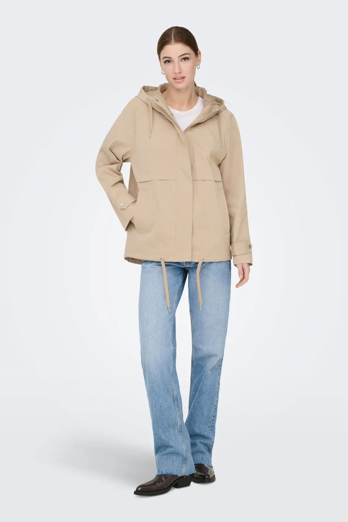 Only Kadın Onlorchıd Kapüşonlu Fermuar ve Çıt Çıtlı Mevsimlik Mont 15367940 Humus - 4