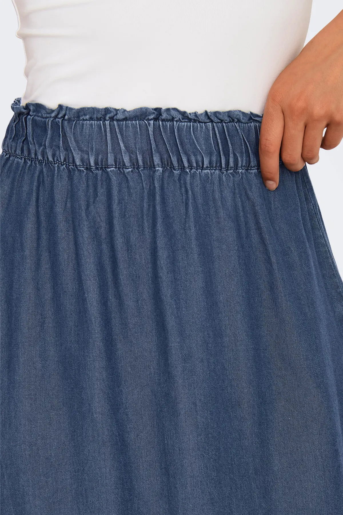 Only Kadın Onlpema Beli Lastikli Maxi Etek 15250371 Koyu Mavi - 3