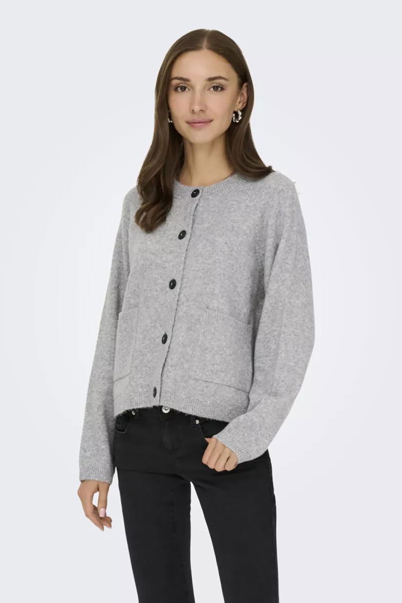 Only Kadın Onlpıemonte Sıfır Yaka Torba Cepli Yünlü Hırka 15344118 Açık Gri - Only