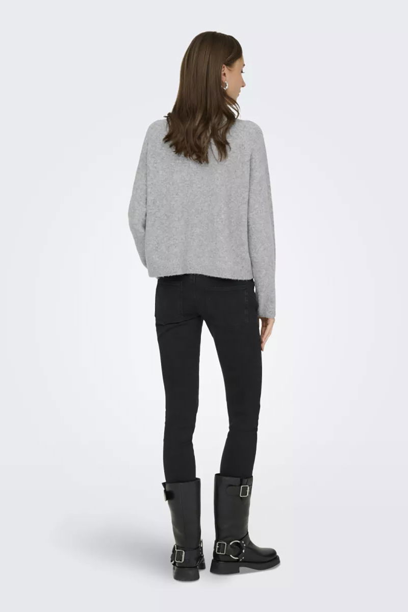 Only Kadın Onlpıemonte Sıfır Yaka Torba Cepli Yünlü Hırka 15344118 Açık Gri - 5