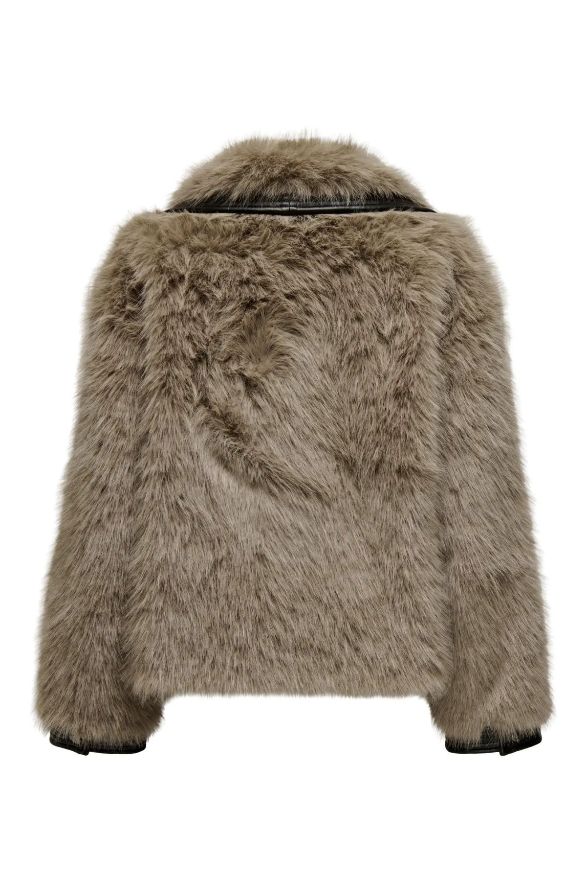 Only Kadın Onlpısa Deri Detaylı Suni Kürk Mont 15330273 Vizon - 3