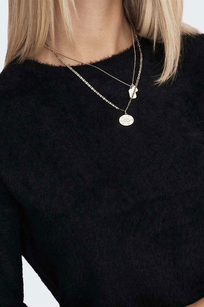 Only Kadın Onlpıumo Sıfır Yaka Jakarlı Kazak 15235973 Siyah - 3