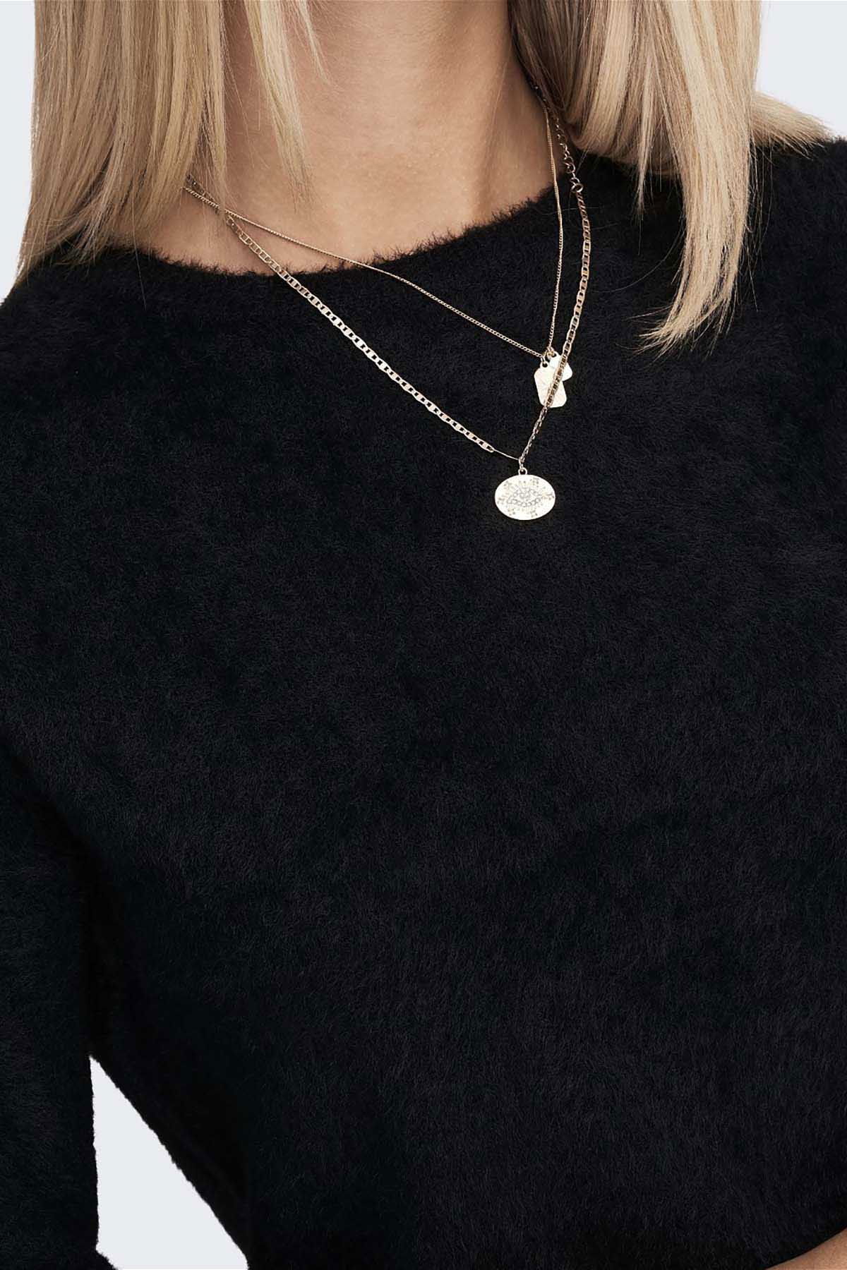 Only Kadın Onlpıumo Sıfır Yaka Jakarlı Kazak 15235973 Siyah - 3