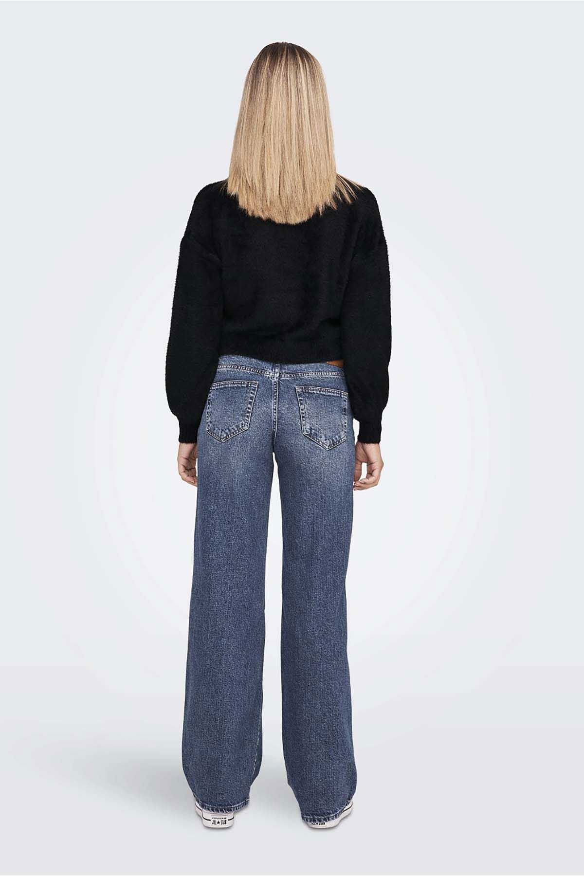 Only Kadın Onlpıumo Sıfır Yaka Jakarlı Kazak 15235973 Siyah - 5