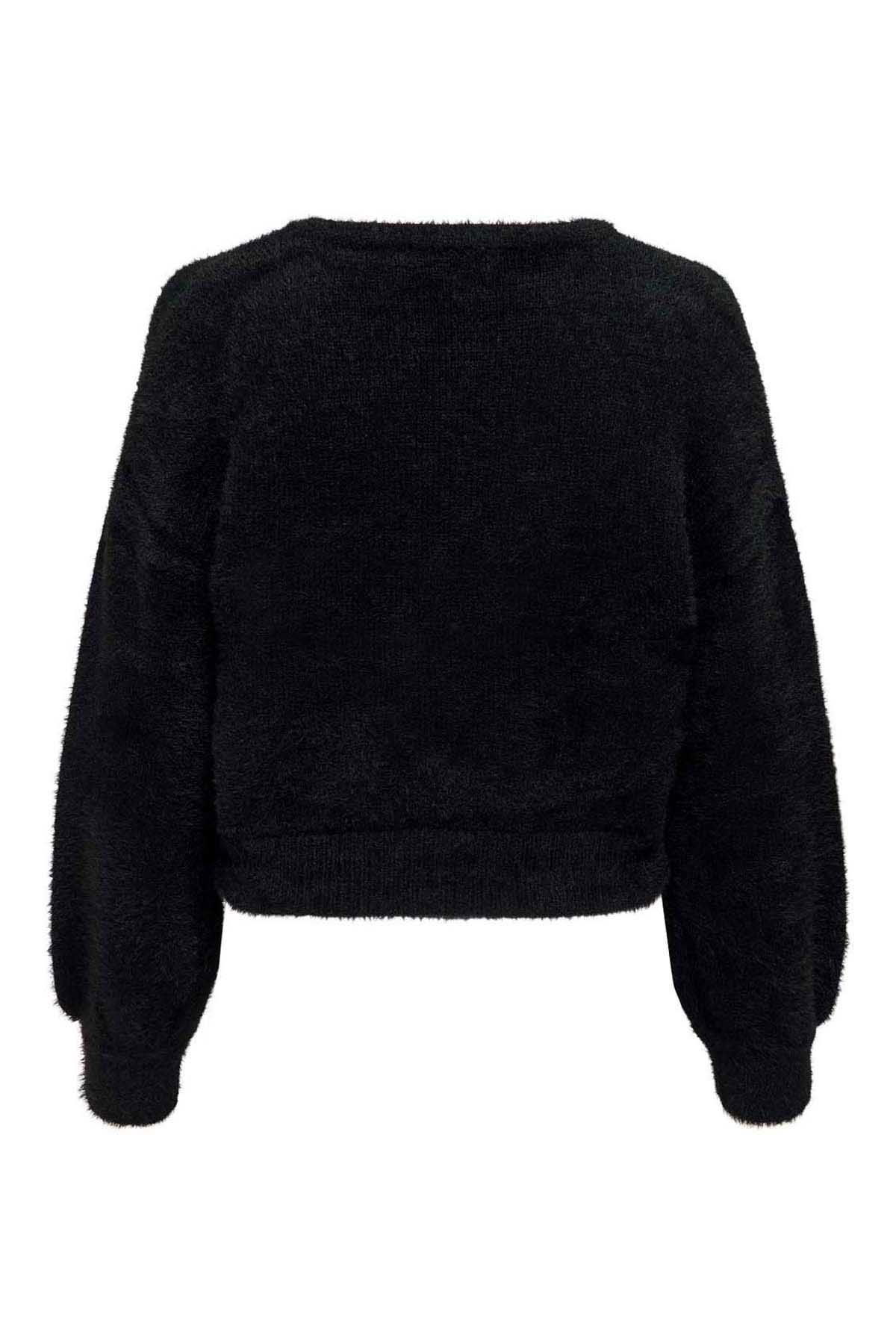 Only Kadın Onlpıumo Sıfır Yaka Jakarlı Kazak 15235973 Siyah - 7