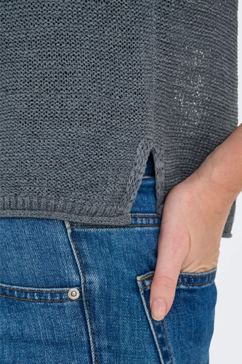 Only Kadın Onlsunny Kısa Kollu Triko Bluz 15254282 Indıa Ink - 4