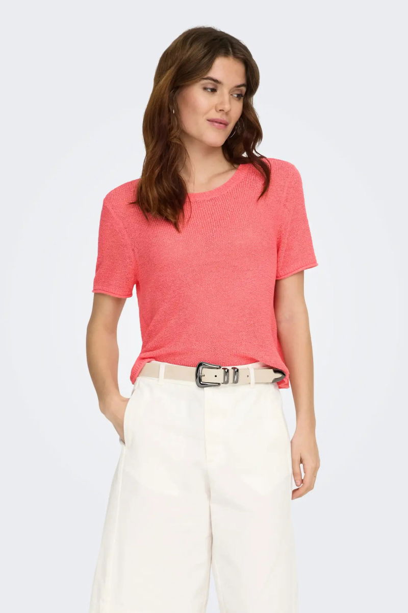 Only Kadın Onlsunny Kısa Kollu Triko Bluz 15254282 Sugar Coral - 2