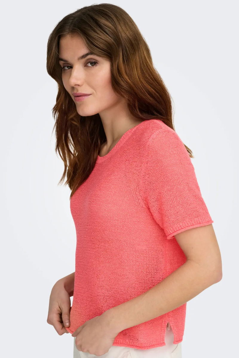 Only Kadın Onlsunny Kısa Kollu Triko Bluz 15254282 Sugar Coral - 4