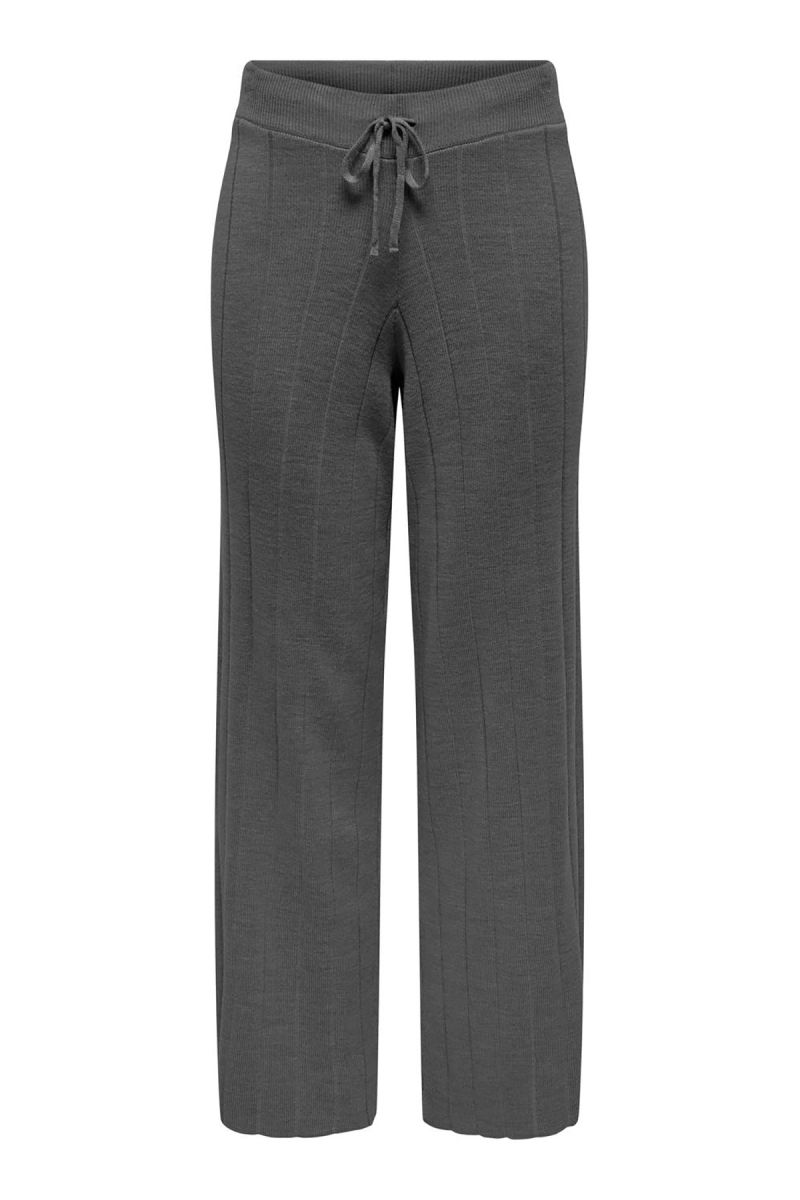Only Kadın Onltess İp Detaylı Rahat Kalıp Örme Pantolon 15327675 Koyu Gri - Only