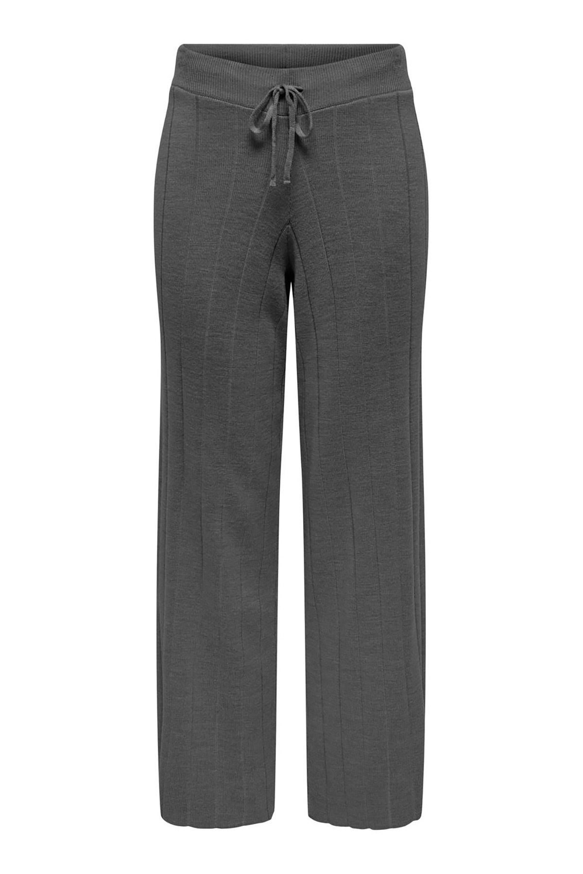 Only Kadın Onltess İp Detaylı Rahat Kalıp Örme Pantolon 15327675 Koyu Gri - 1