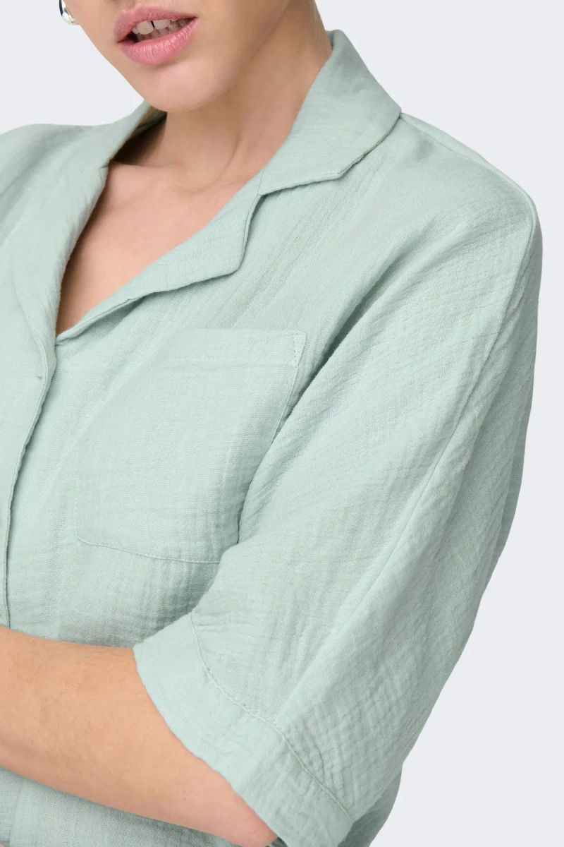 Only Kadın Onlthyra Truvakar Kol %100 Pamuk Gömlek 15267839 Mint - 2