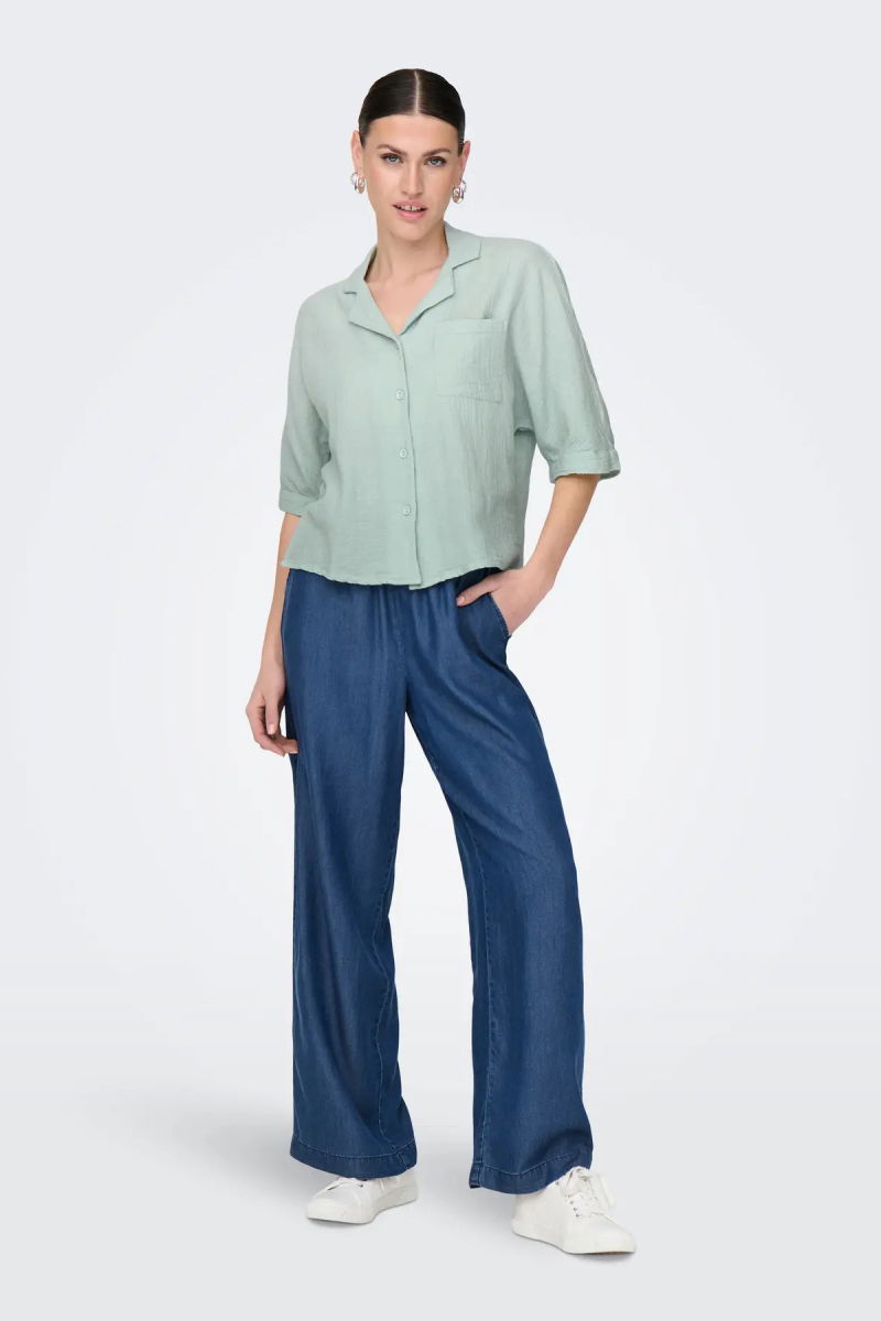 Only Kadın Onlthyra Truvakar Kol %100 Pamuk Gömlek 15267839 Mint - 3