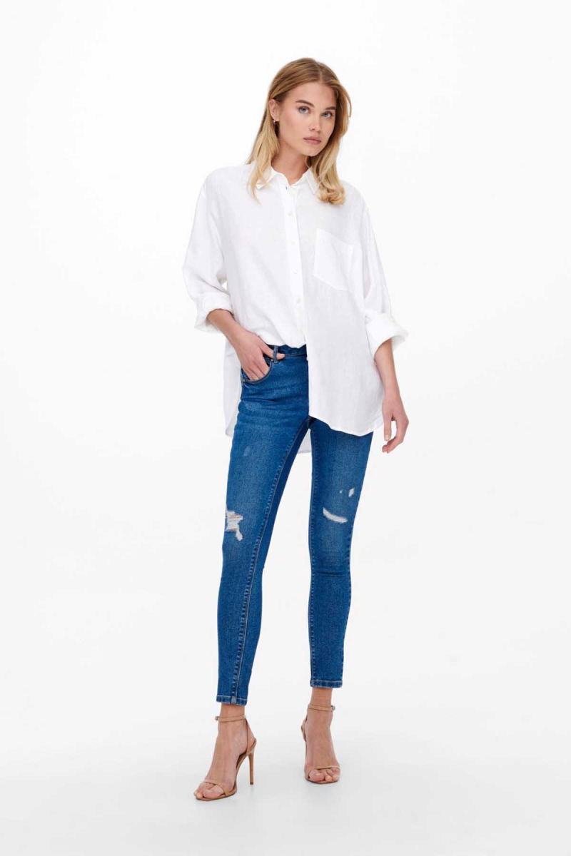 Only Kadın Onltokyo Cep Detaylı Keten Gömlek 15259585 Ekru - 2