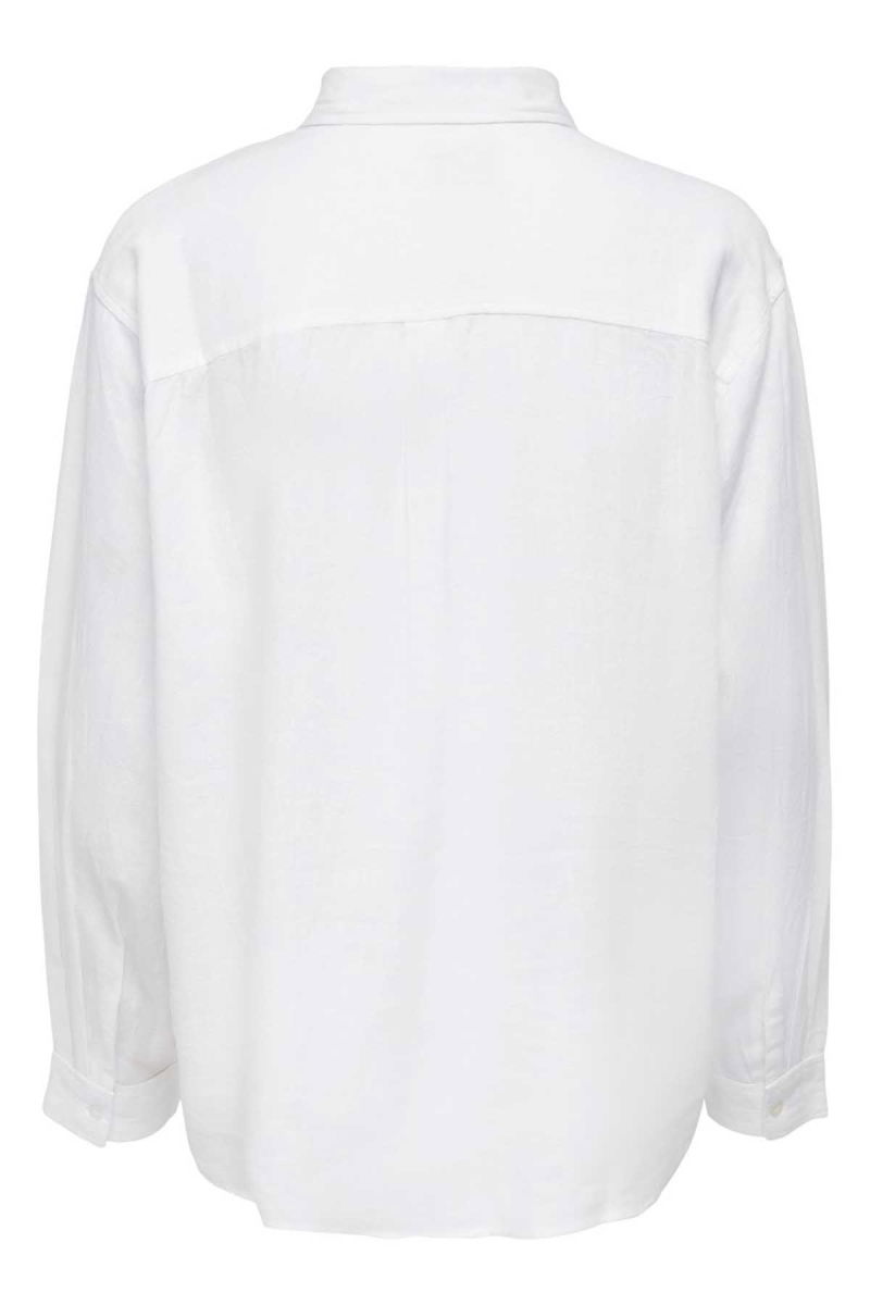 Only Kadın Onltokyo Cep Detaylı Keten Gömlek 15259585 Ekru - 7