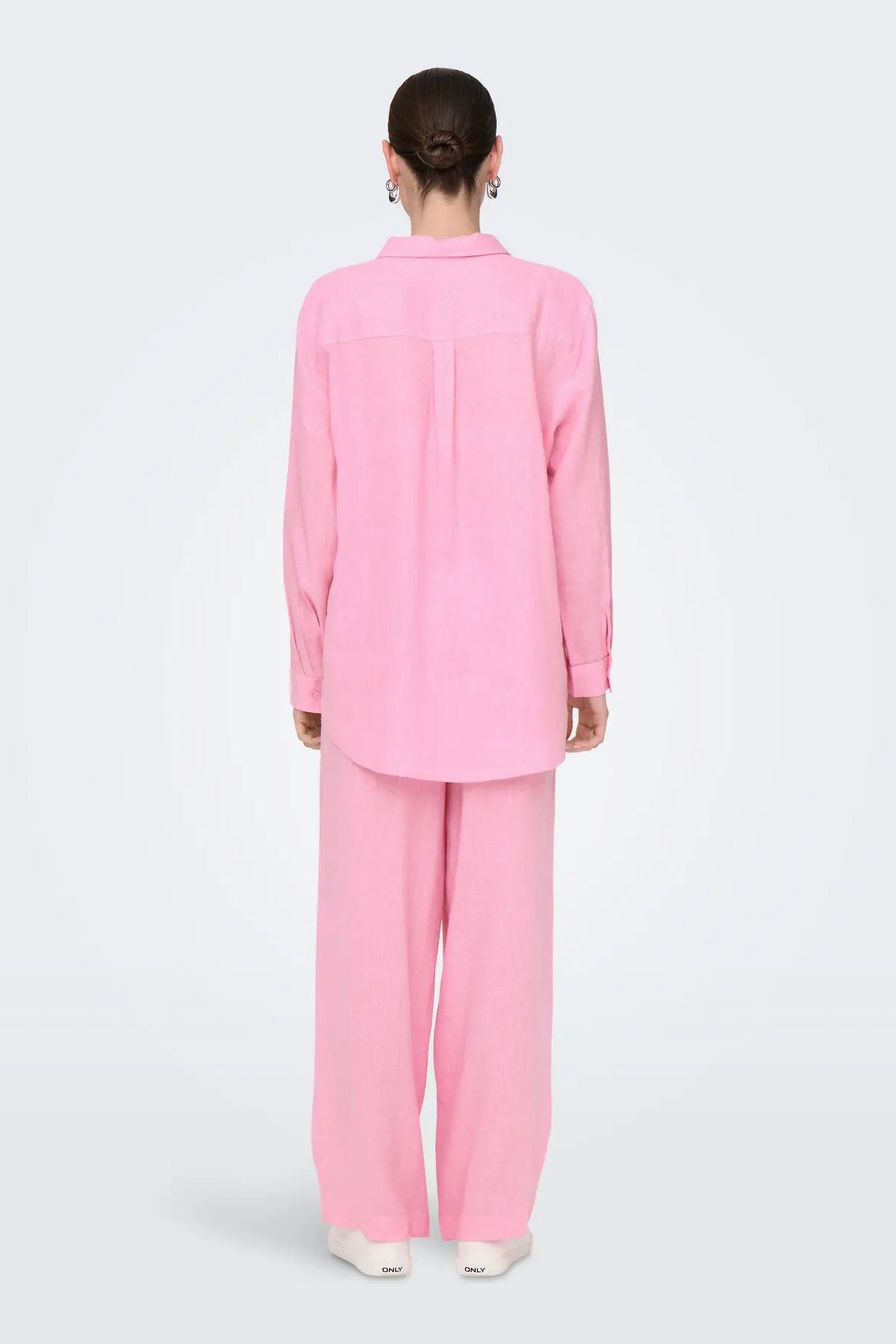 Only Kadın Onltokyo Uzun Kollu Keten Gömlek 15259585 Pembe - 5