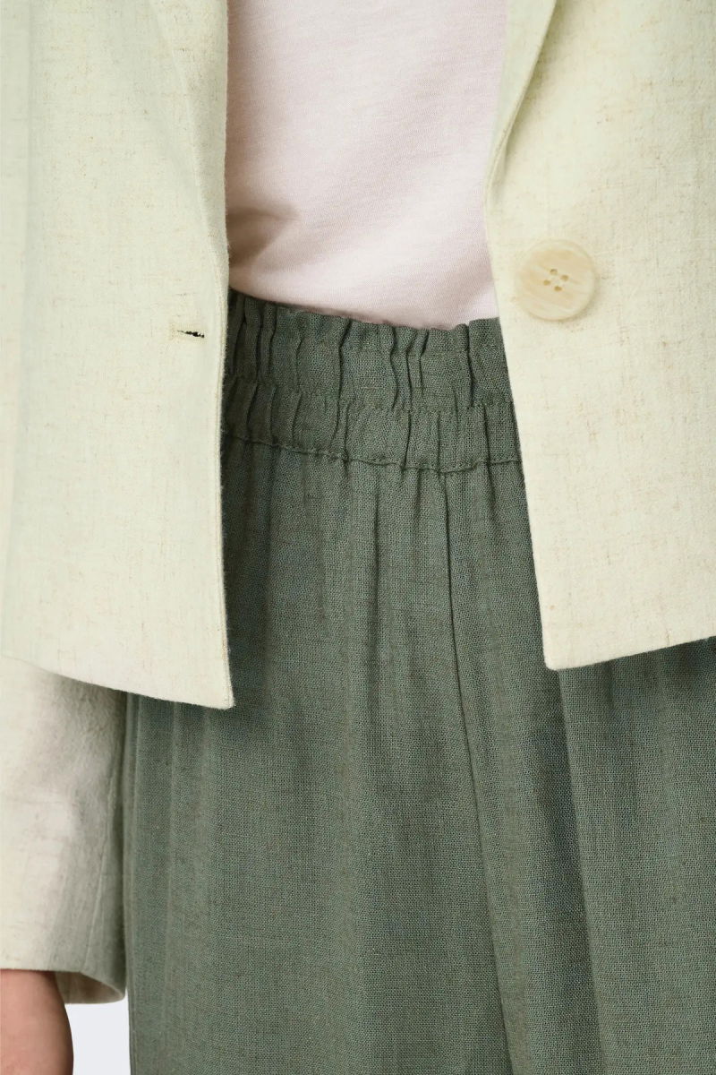 Only Kadın Onltokyo Yüksek Bel Rahat Form Keten Pantolon 15259590 Haki - 3