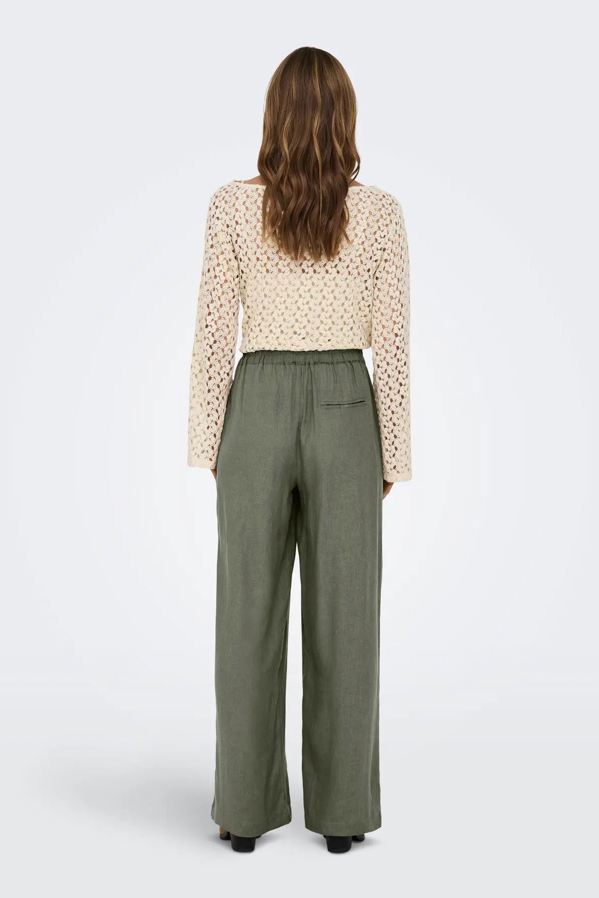 Only Kadın Onltokyo Yüksek Bel Rahat Form Keten Pantolon 15259590 Haki - 4