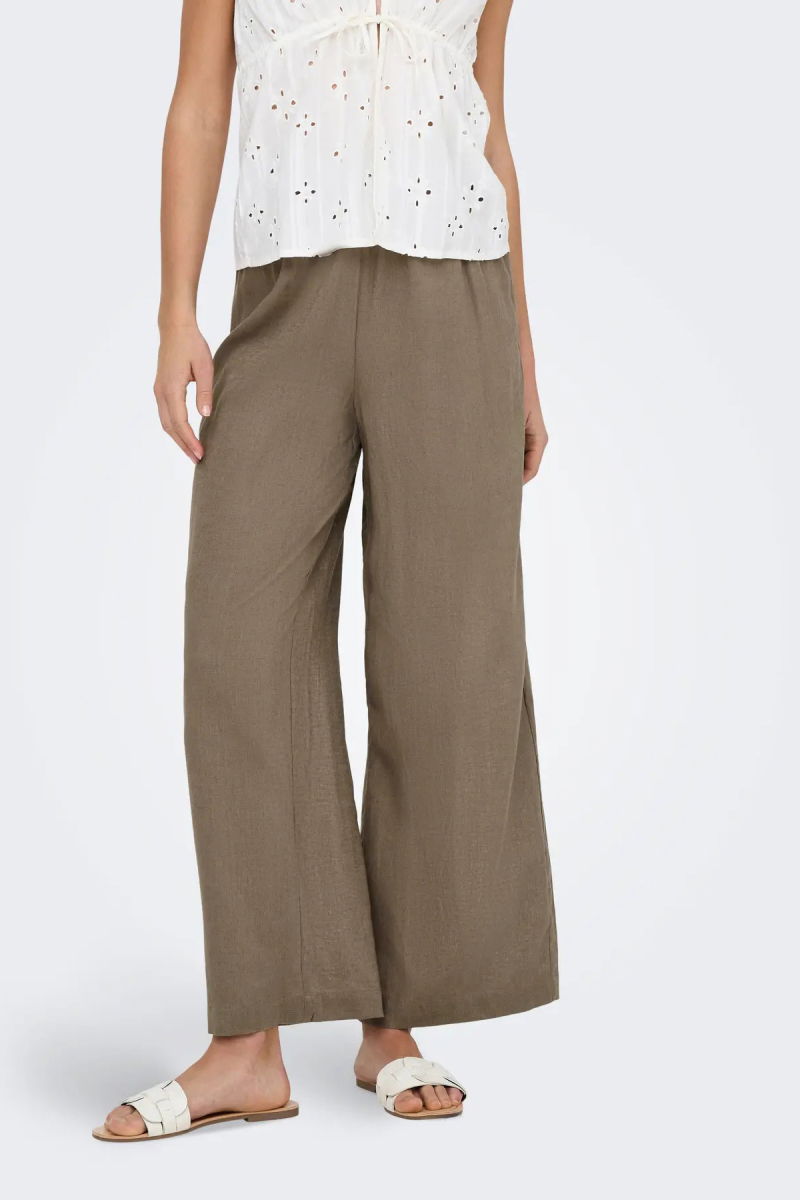 Only Kadın Onltokyo Yüksek Bel Rahat Form Keten Pantolon 15259590 Vizon - 2