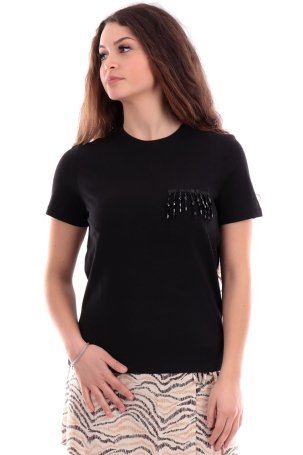 Only Kadın Onltrıbe Cebi Süs Detaylı Kısa Kol %100 Pamuk T-Shirt 15315348 Siyah - 3