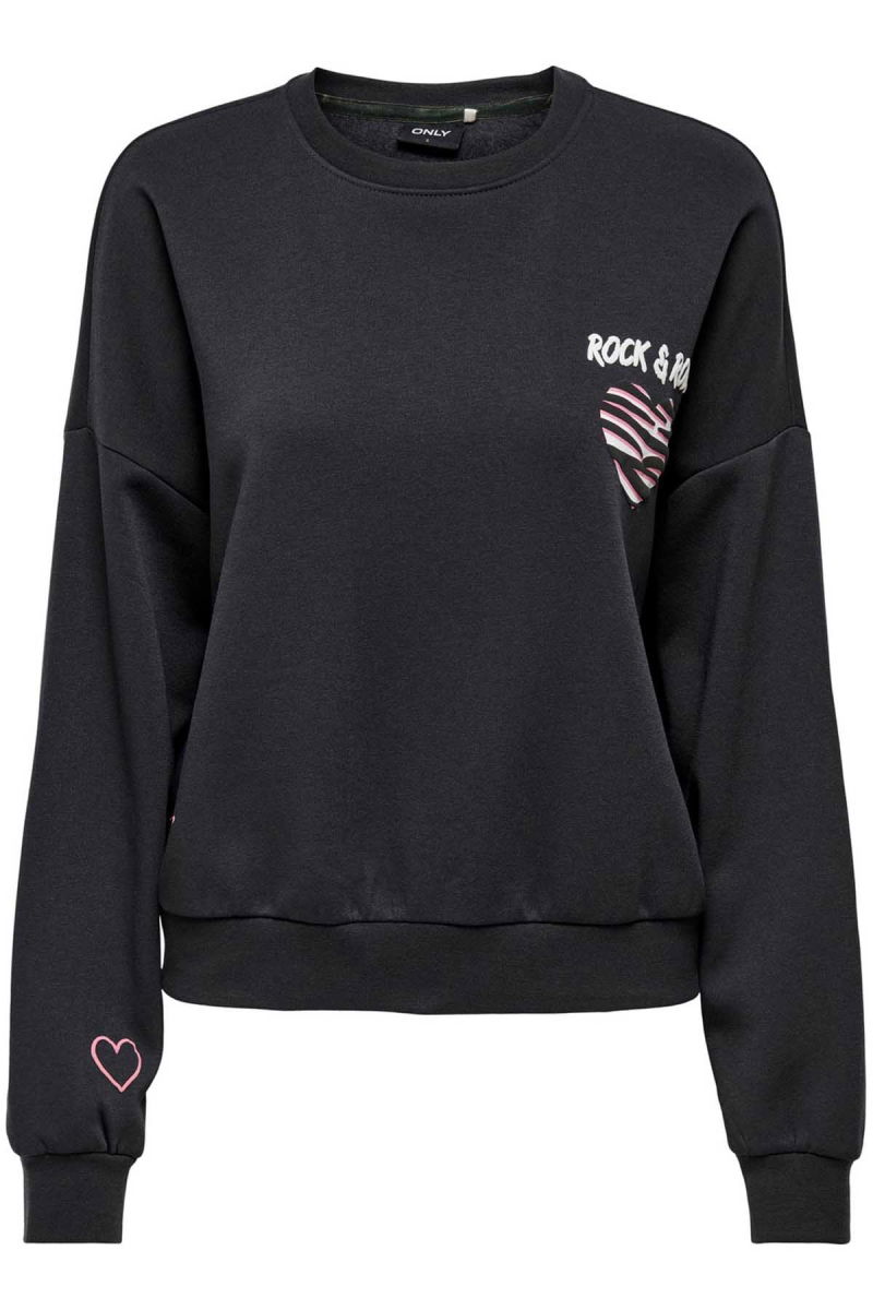 Only Kadın Onltrıne Reg Bisiklet Yaka Sweatshirt 15274651 Füme - 1