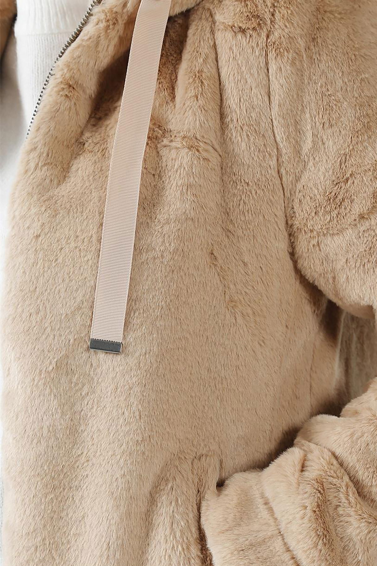 Only Kadın Onlvıda Kapüşonlu Peluş Mont 15260047 Bej - 3