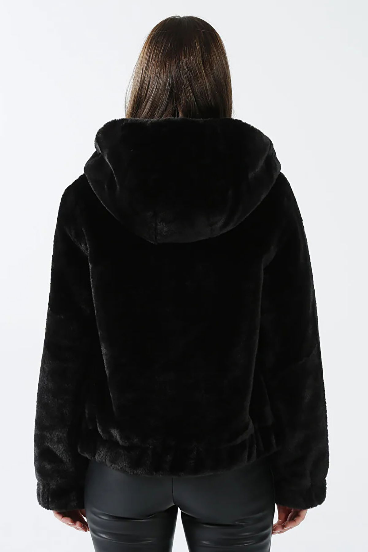 Only Kadın Onlvıda Kapüşonlu Peluş Mont 15260047 Siyah - 5