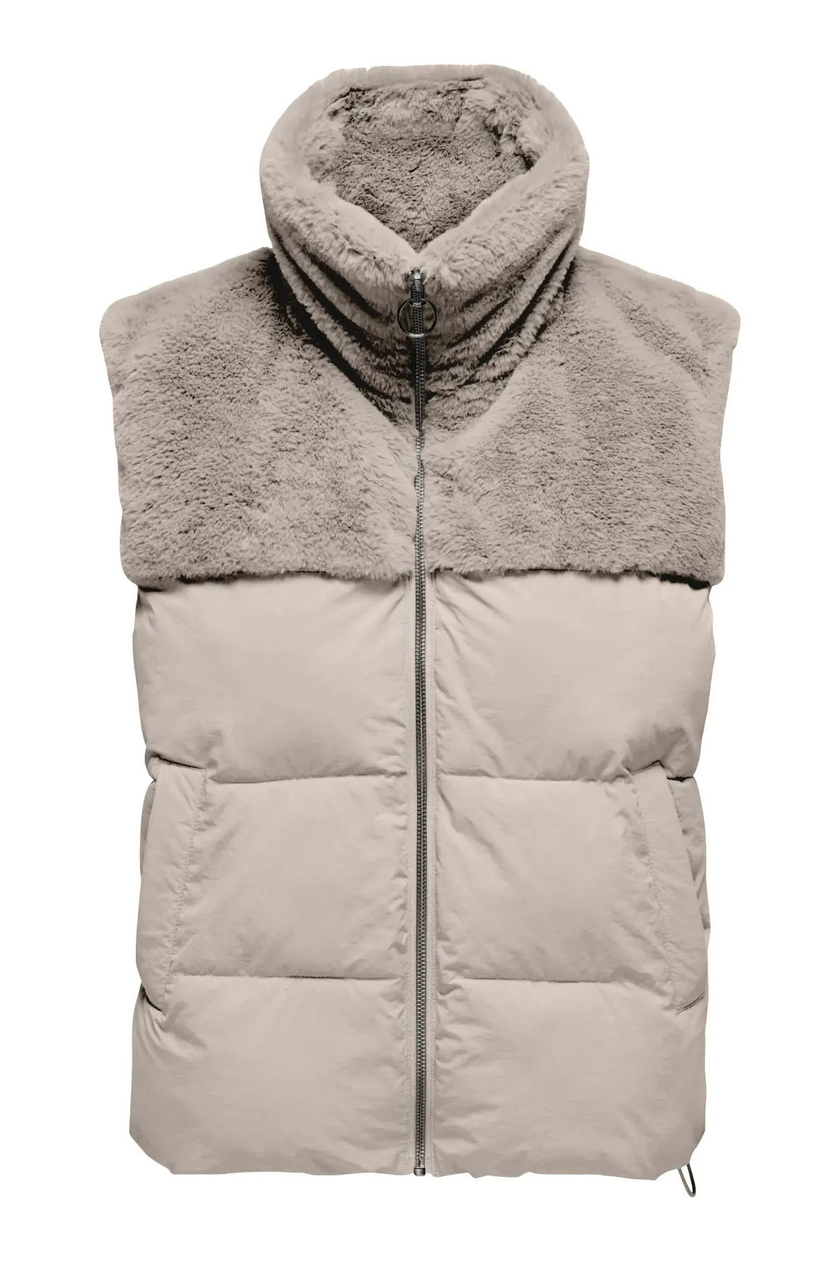 Only Kadın Onlwanja Dik Yaka Peluş Detaylı Yelek 15322053 Krem - 1