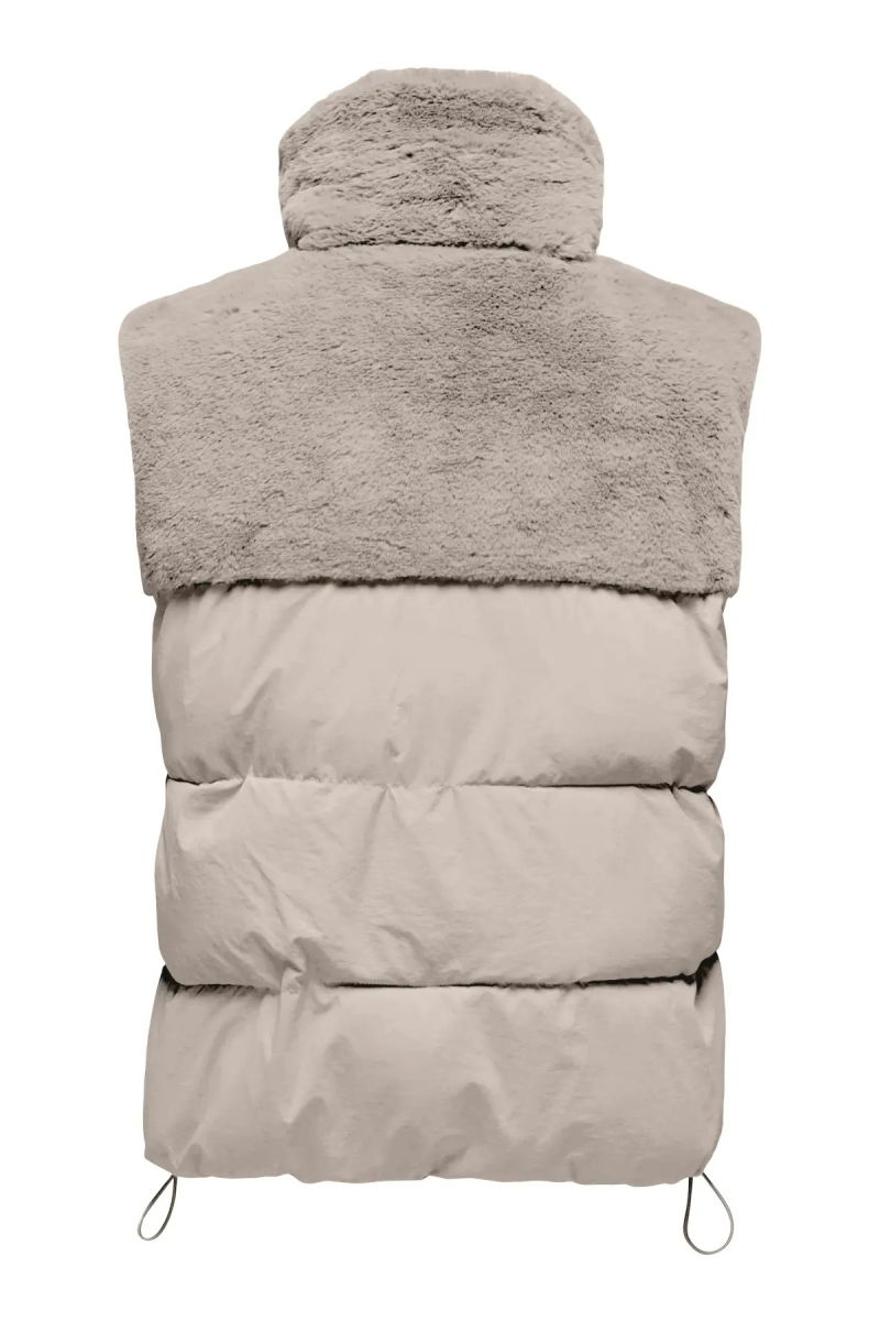 Only Kadın Onlwanja Dik Yaka Peluş Detaylı Yelek 15322053 Krem - 2