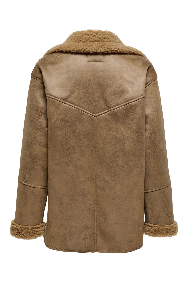 Only Kadın Yakası ve İçi Kürklü Süet Mont 15322037 Vizon - 2