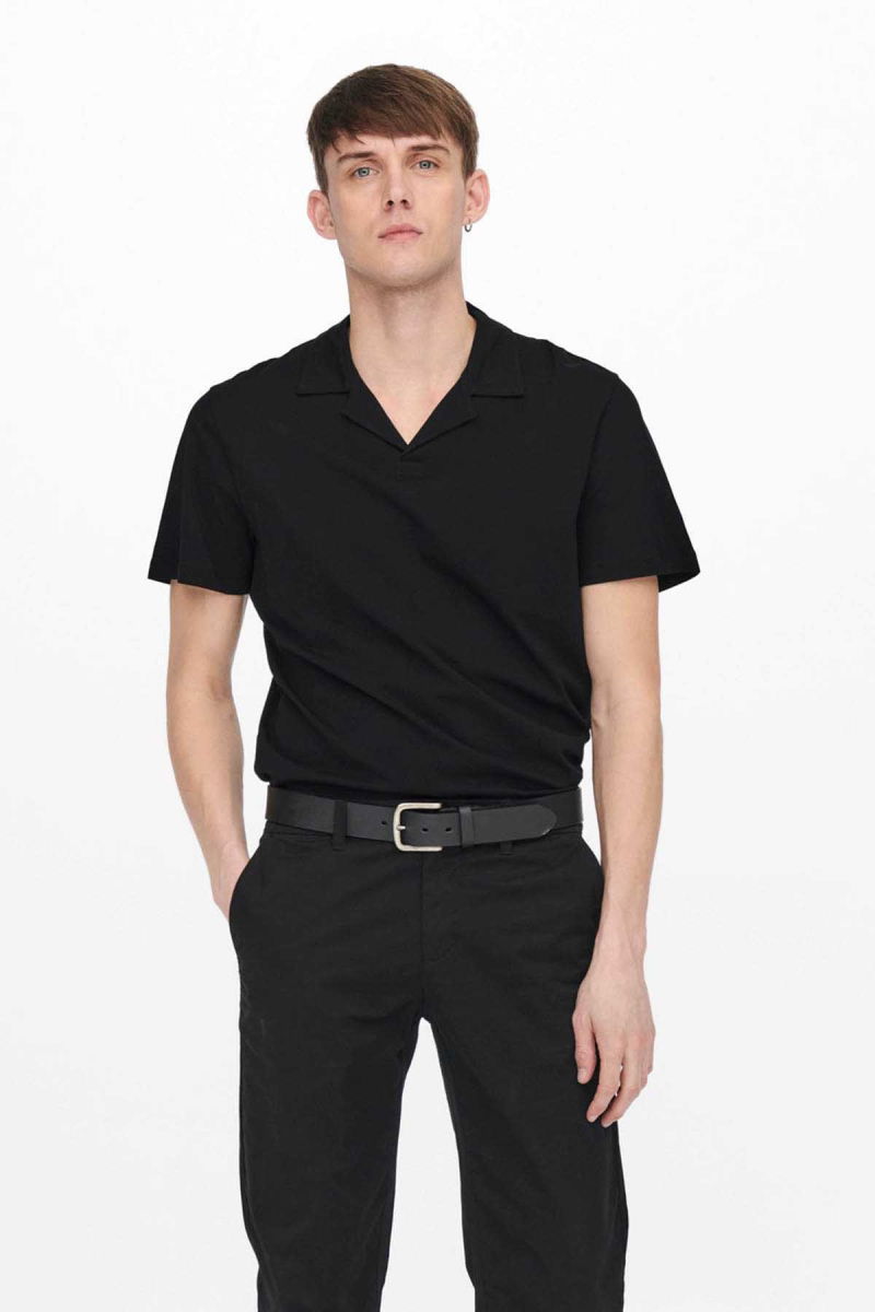 Only & Sons Erkek Onsabraham Polo Yaka T-Shirt 22019294 Siyah - 3