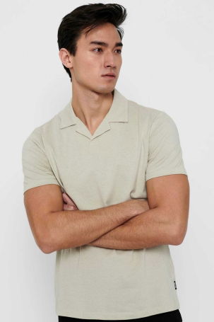 Only & Sons Erkek Onsabraham Polo Yaka T-Shirt 22019294 Taş - 3