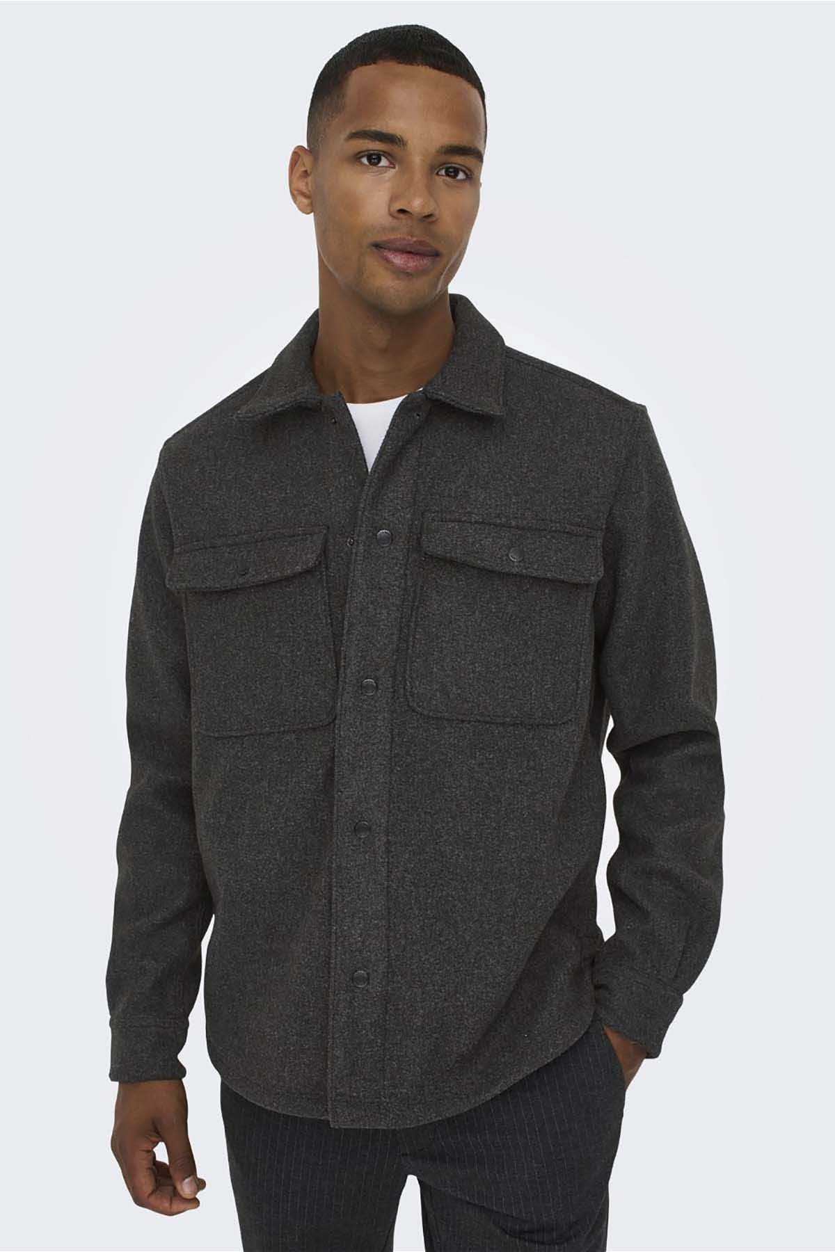 Only & Sons Erkek Onsash Regular Fit Çift Cep Gömlek 22023564 Siyah - 1