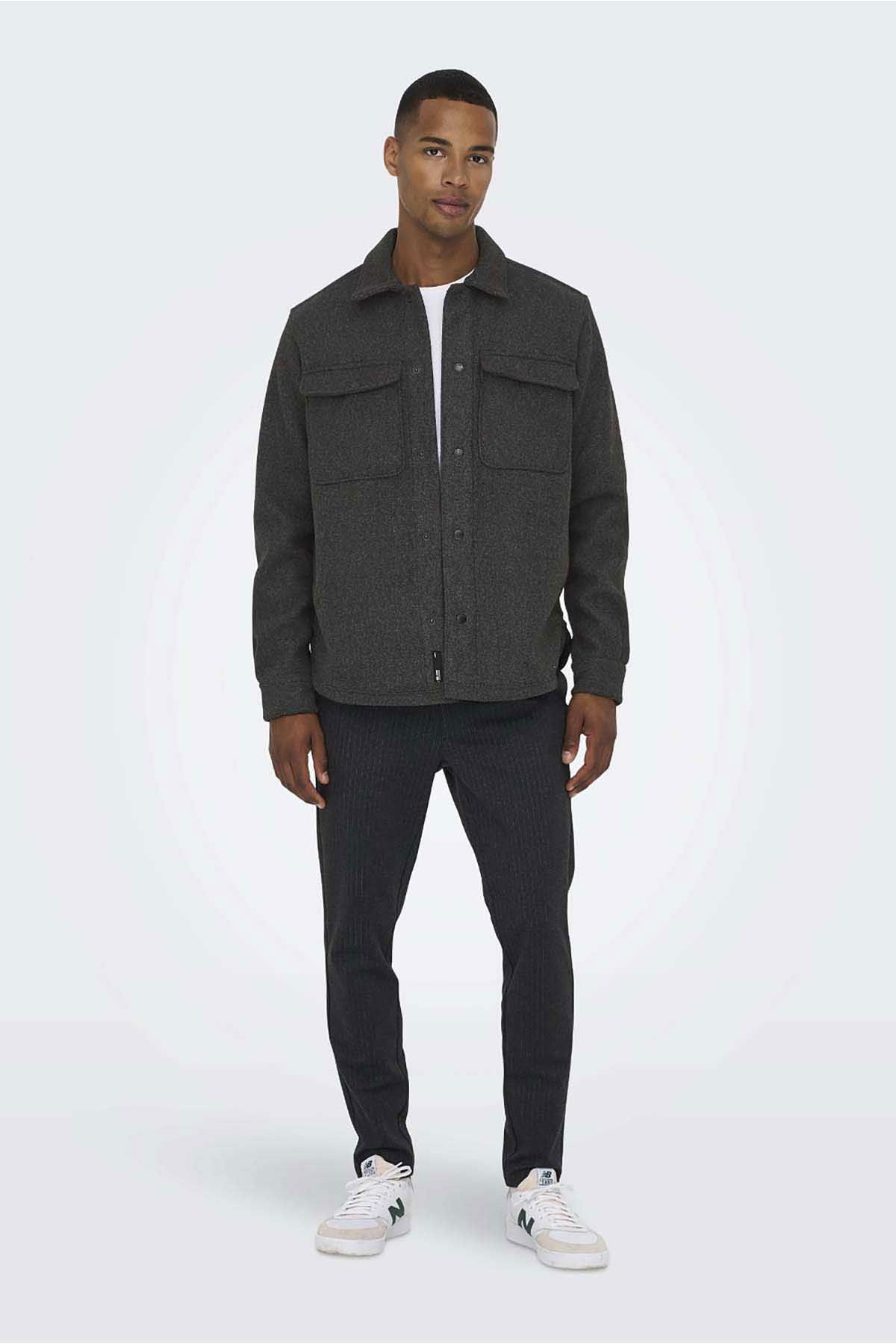 Only & Sons Erkek Onsash Regular Fit Çift Cep Gömlek 22023564 Siyah - 2
