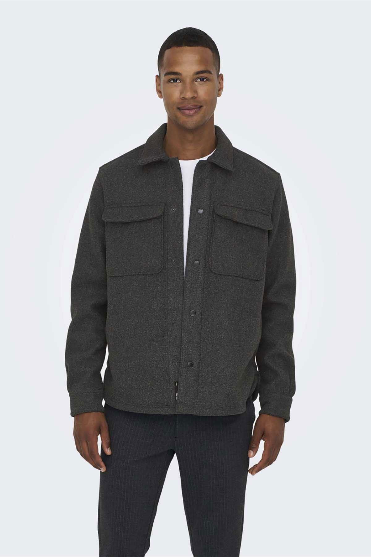 Only & Sons Erkek Onsash Regular Fit Çift Cep Gömlek 22023564 Siyah - 3