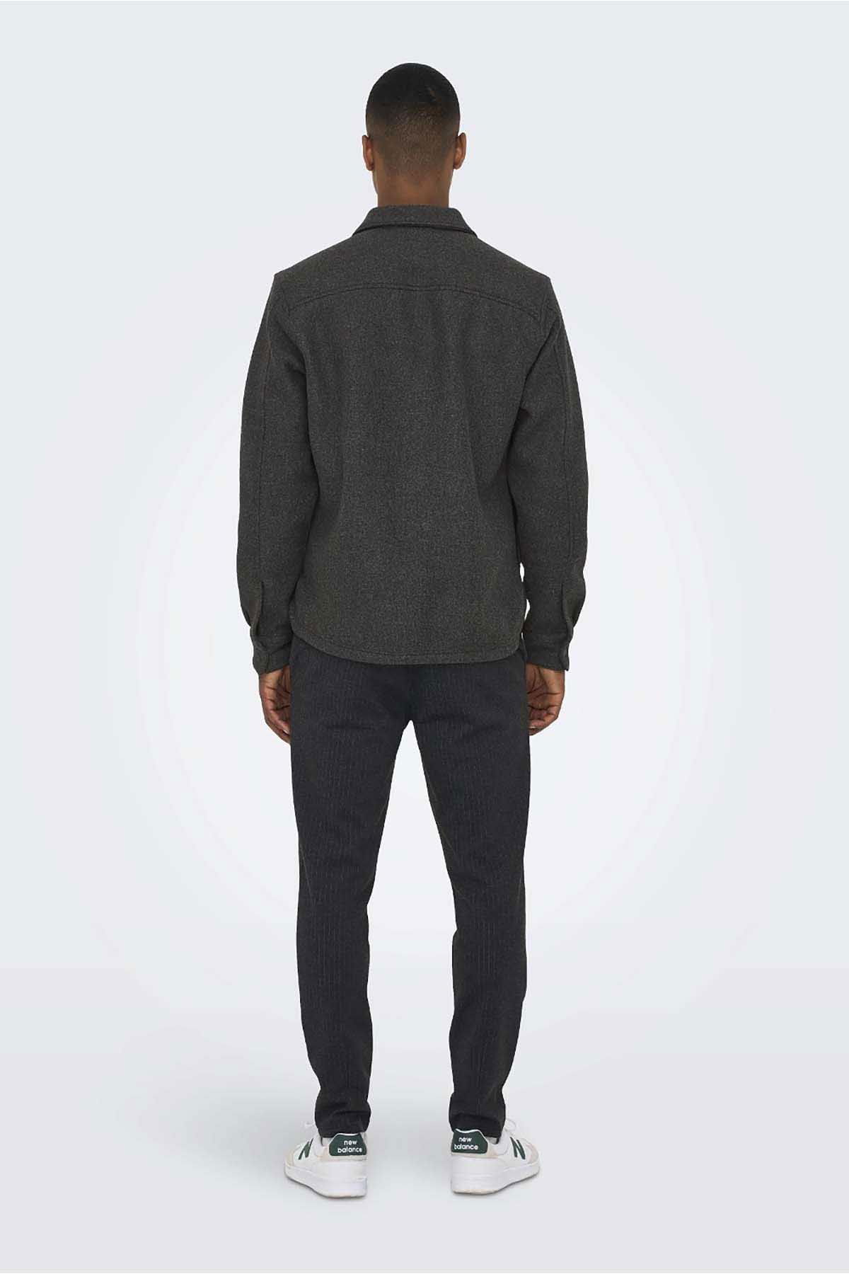 Only & Sons Erkek Onsash Regular Fit Çift Cep Gömlek 22023564 Siyah - 5