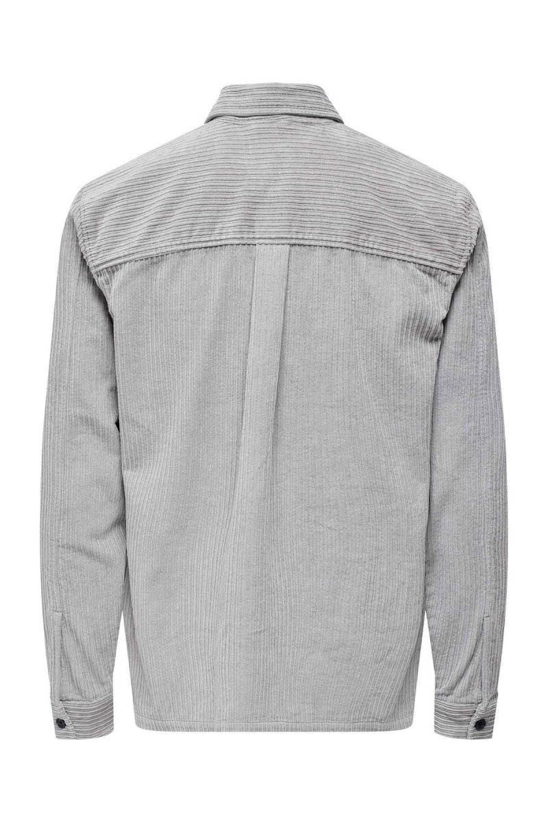 Only & Sons Erkek Onsledger Fitilli %100 Pamuk Kadife Gömlek 22027289 Gri - 2