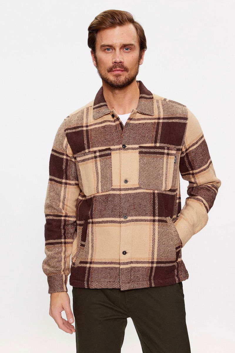 Only & Sons Erkek Onsmace Regular Fit Yan Cep Detaylı Gömlek 22026663 Kahverengi - 1