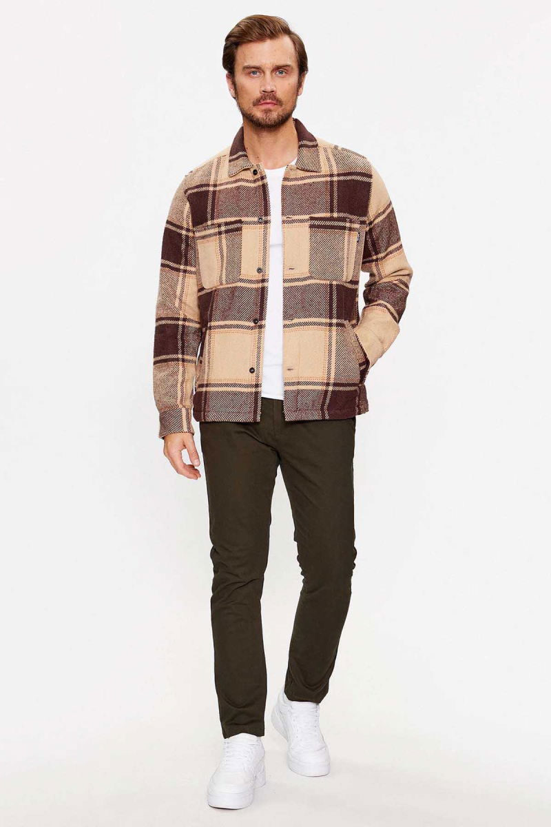 Only & Sons Erkek Onsmace Regular Fit Yan Cep Detaylı Gömlek 22026663 Kahverengi - 2