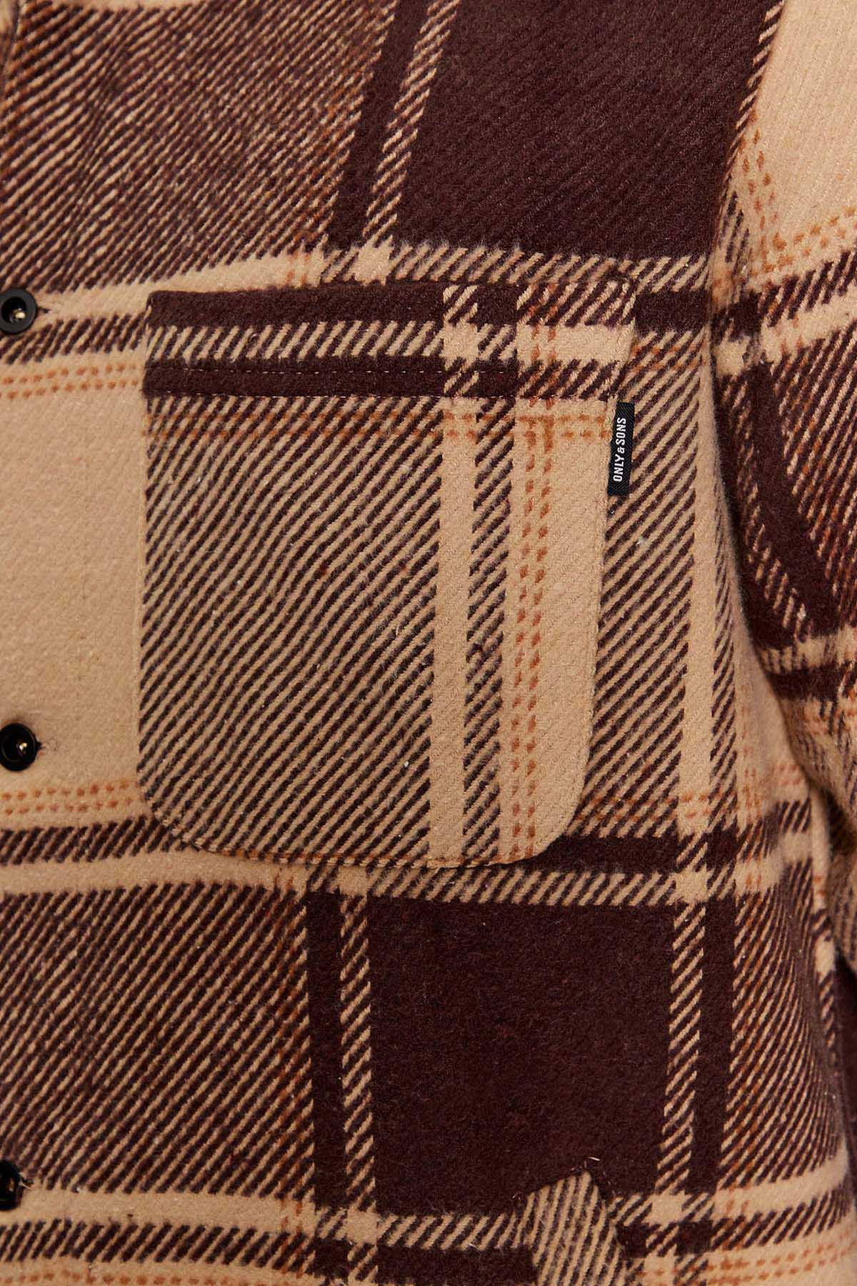 Only & Sons Erkek Onsmace Regular Fit Yan Cep Detaylı Gömlek 22026663 Kahverengi - 4